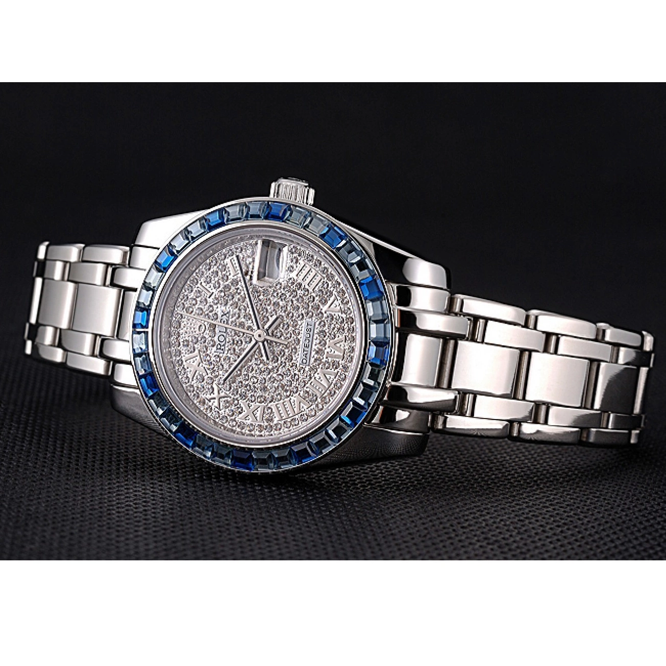 Aaa replica watch And Dial Rolex Jewels Datejust Stainless Diamond Bezel Bracelet Steel Blue 622834 Case 0825